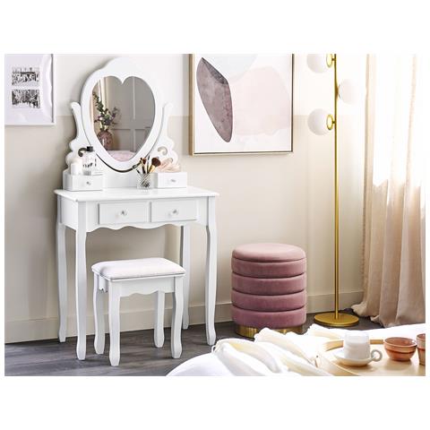 Toeletta Con Specchio E Sgabello Diva Bianco - Foto 1