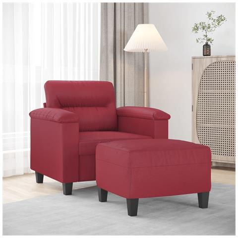 Poltrona con Poggiapiedi Rosso Vino 60 cm in Similpelle - Foto 2