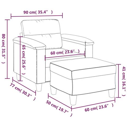 Poltrona con Poggiapiedi Rosso Vino 60 cm in Similpelle - Foto 7