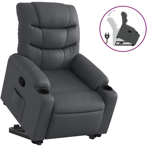 Poltrona Alzapersona Reclinabile Grigio in Similpelle - Foto 1