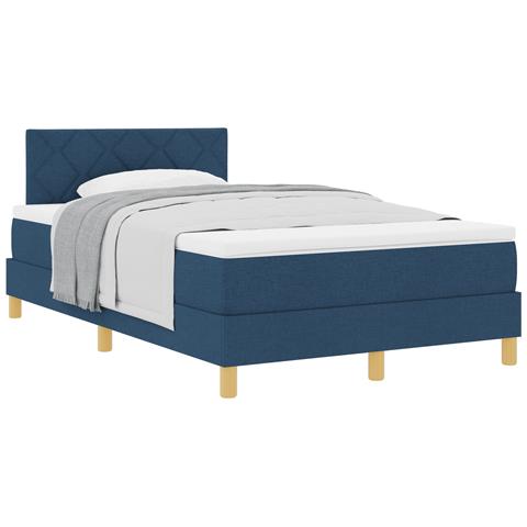 Box Spring Bed con Materasso Blu 120x200 cm Tessuto - Foto 1