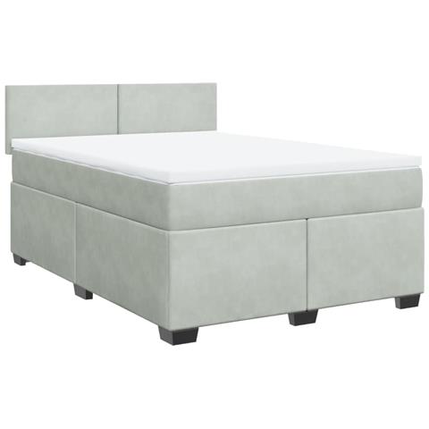 Giroletto a Molle con Materasso Grigio Chiaro 140x200cm Velluto - Foto 1