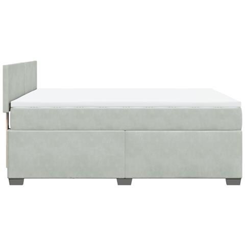 Giroletto a Molle con Materasso Grigio Chiaro 140x200cm Velluto - Foto 9