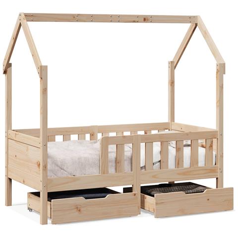 Giroletto Bambini con Cassetti 70x140 cm Legno Massello di Pino - Foto 1