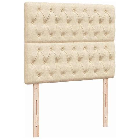 Letto a Molle con Materasso e LED Crema 120x190 cm in Tessuto - Foto 9