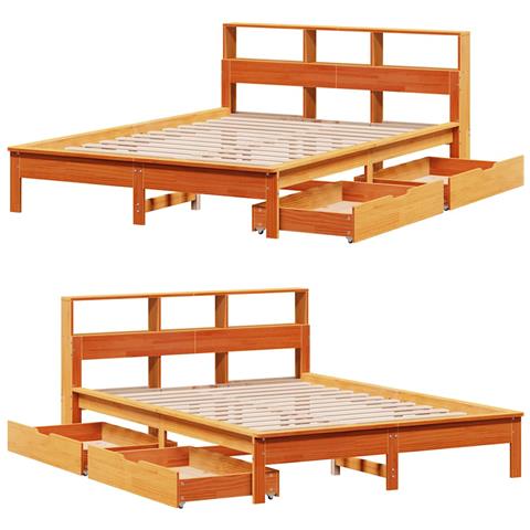 Letto Libreria senza Materasso Marrone Cera 120x190 cm in Pino - Foto 9