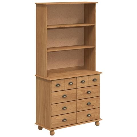 Hutch  'ASKIM'Miele bruno 91x40x183 cm Legno massello di pino, Hutch  'ASKIM'91x30x104 cm Legno massello di pino, Cassetti  'ASKIM'Miele bruno 91x40x79 cm Legno massello di pino - Foto 1