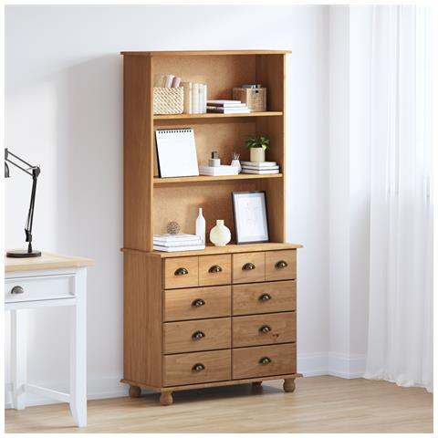 Hutch  'ASKIM'Miele bruno 91x40x183 cm Legno massello di pino, Hutch  'ASKIM'91x30x104 cm Legno massello di pino, Cassetti  'ASKIM'Miele bruno 91x40x79 cm Legno massello di pino - Foto 2
