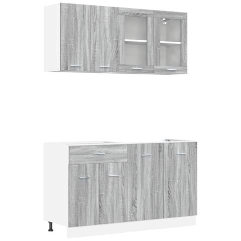 Set di Armadi da Cucina 4 Pezzi Grigio Sonoma Legno ingegnerizzato - Foto 1