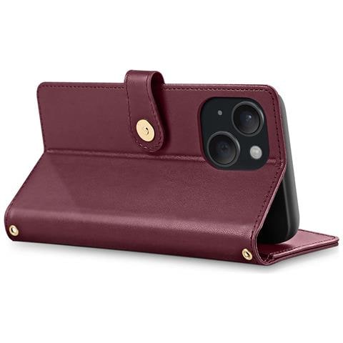 Custodia A Portafoglio Per Iphone 15 Testurizzata Con Supporto Video E Porta Carte - Foto 2