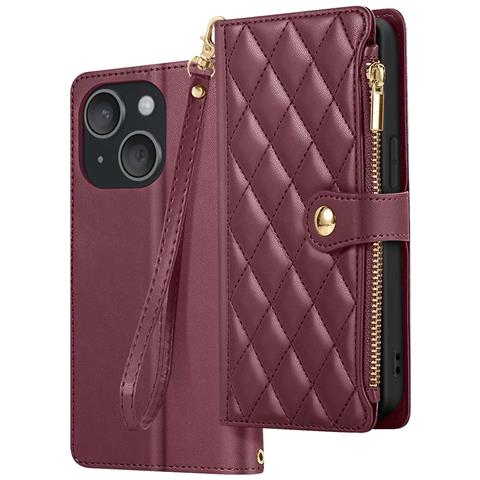 Custodia A Portafoglio Per Iphone 15 Testurizzata Con Supporto Video E Porta Carte - Foto 1