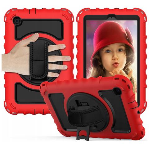 Custodia Per Samsung Galaxy Tab 8.0” Con Supporto E Tracolla Rossa - Foto 1