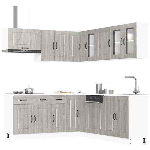 Set Mobili da Cucina 11 pz Kalmar Grigio Sonoma in Truciolato - Foto 2