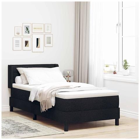 Letto box spring con materasso con materasso Nero 80 x 200 cm - Foto 2