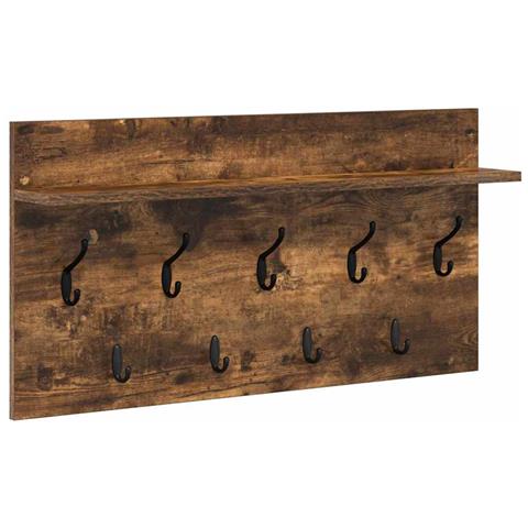 Appendiabiti a muro con lo scaffale Rovere fumo 80 x 40 x 12 cm - Foto 1