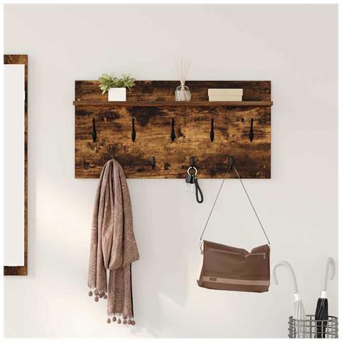 Appendiabiti a muro con lo scaffale Rovere fumo 80 x 40 x 12 cm - Foto 2