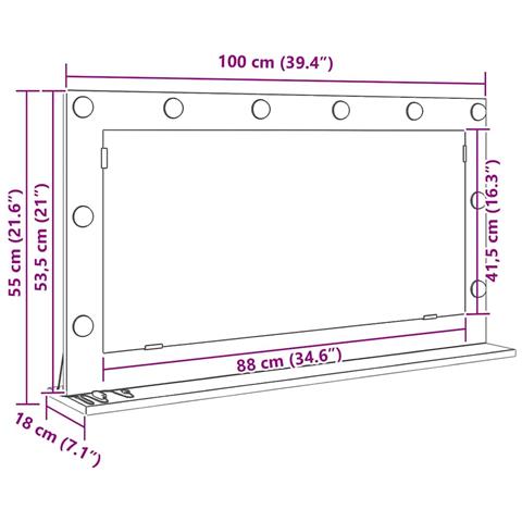 Specchio da Vanità con specchio Rovere fumé 100 x 55 x 18 cm - Foto 9