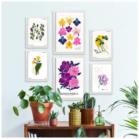 Set Di 6 Stampe Fiori Scala Cromatica Stampe Naturali E Botaniche Per L'interior Design A3 & A4 Senza Cornice - Foto 5