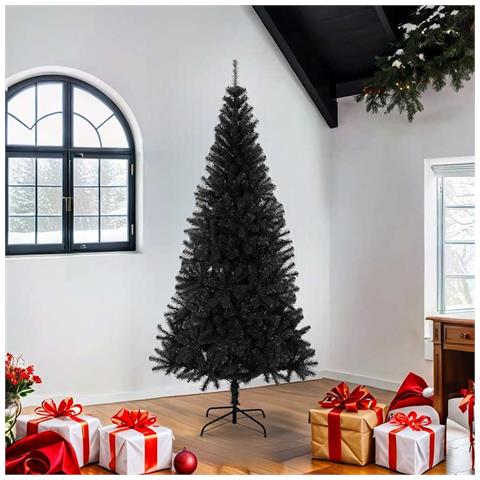 Albero Di Natale Artificiale Sottile Con Base Nero 180 Cm Pvc - Foto 1