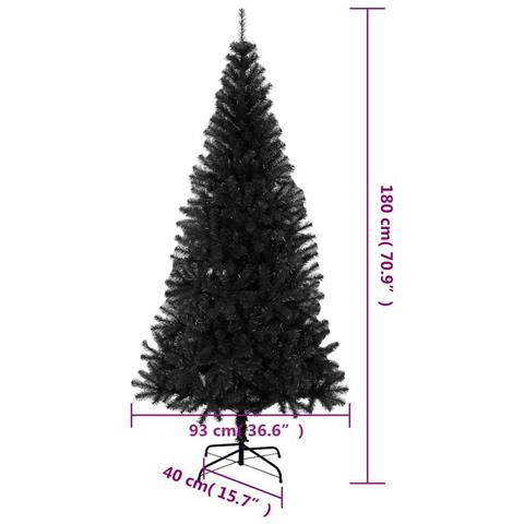 Albero Di Natale Artificiale Sottile Con Base Nero 180 Cm Pvc - Foto 7
