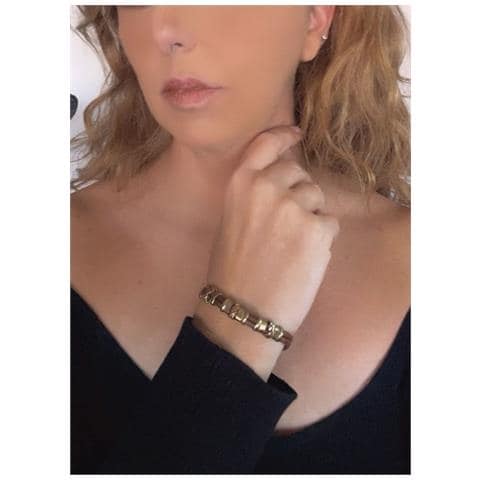 Bracciale Unico Fatto A Mano In Pelle E Ottone Con Riccioli Avvolgenti - Foto 2