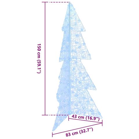 Albero di Natale con 160 LED Bianco Freddo 150 cm Acrilico - Foto 8