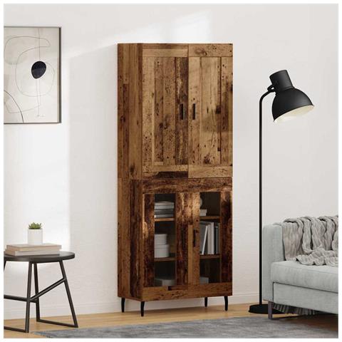 Credenza 2 pcs Legno vecchio Legno Stratificato e Vetro - Foto 2