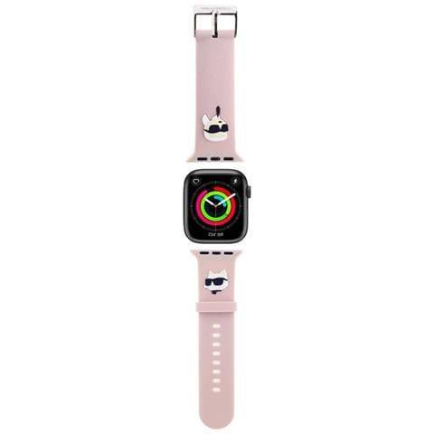 Bracciale Per Apple Watch 38 / 40 / 41mm In Silicone Con Motivo Karl E Choupette, Rosa - Foto 2