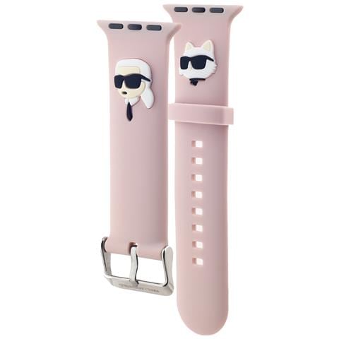 Bracciale Per Apple Watch 38 / 40 / 41mm In Silicone Con Motivo Karl E Choupette, Rosa - Foto 1