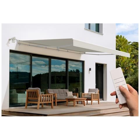 Tenda Da Sole Motorizzata Semi-cassonata Fazzio 5m X 3m Bianca Con Telo Beige - Foto 1