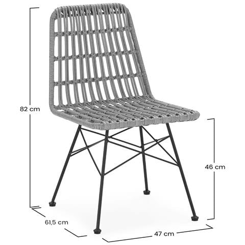 Set Di 2 Sedie Da Pranzo O Da Giardino Aitana Ratan /nero - Foto 7