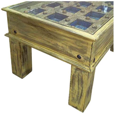 Tavolino Da Caffè In Legno Fatto A Mano 77x56x45h Cm - Foto 6