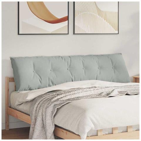 Cuscino per Schiena Grigio chiaro 180 x 50 cm Tessuto in Cords - Foto 2