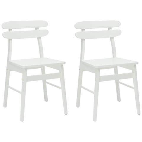 Sedia da pranzo 2 pcs Bianco Legno di gomma solido - Foto 1