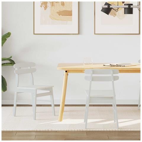 Sedia da pranzo 2 pcs Bianco Legno di gomma solido - Foto 2