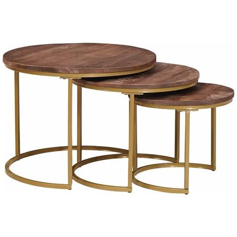 Tavoli da Caffè Nido 3 pcs Legno massello di mango e acciaio - Foto 2