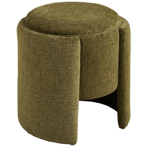 Walsdorf - Pouf Rotondo In Chenille Verde Ø42x44 Cm - Foto 1
