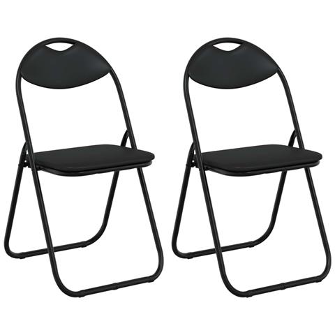 Sedia pieghevole 2 pcs Nero 48 x 43,5 x 81 cm Pelle Sintetica - Foto 1