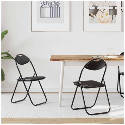 Sedia pieghevole 2 pcs Nero 48 x 43,5 x 81 cm Pelle Sintetica - Foto 2