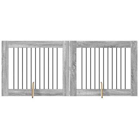 Cancello per cani con supporti 2 pcs Grigio Sonoma 100 x 80 cm - Foto 1