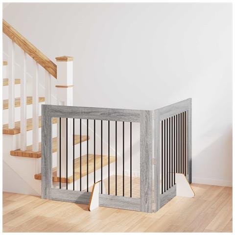 Cancello per cani con supporti 2 pcs Grigio Sonoma 100 x 80 cm - Foto 2