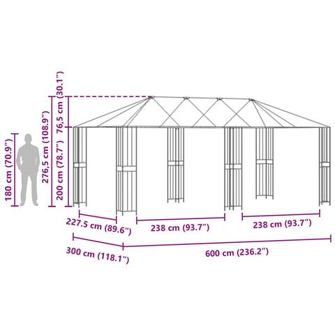 Struttura Gazebo 6 x 3 m Nero Acciaio - Foto 7