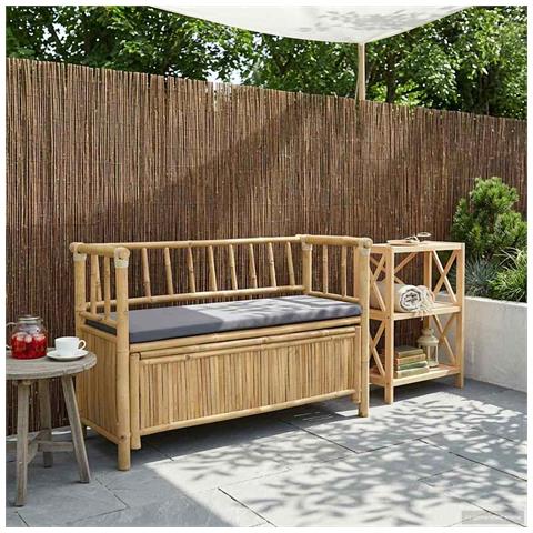 Panca da Giardino con Contenitore 110 x 47 x 80 cm Bambù - Foto 2