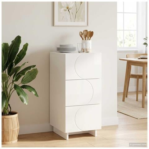 Credenza Bianco Lucido 33,5 x 34,5 x 75 cm Legno ingegnerizzato - Foto 2