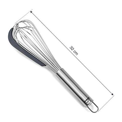61627 Frusta a mano - Raschietto in silicone - Frusta e raccoglie gli impasti - Acciaio inossidabile - Manico ergonomico - Certificato LFGB - Senza BPA - Lavabile in lavastoviglie - Foto 3