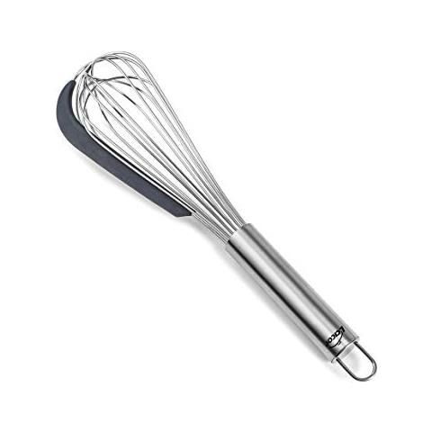 61627 Frusta a mano - Raschietto in silicone - Frusta e raccoglie gli impasti - Acciaio inossidabile - Manico ergonomico - Certificato LFGB - Senza BPA - Lavabile in lavastoviglie - Foto 1