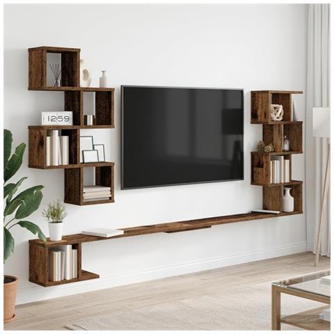 Mensola per TV da muro Legno antico 200 x 15 x 94 cm - Foto 2
