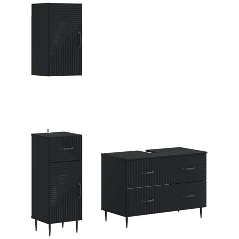 Set di armadietti da bagno in 3 pezzi HAARLEM Nero - Foto 1