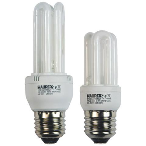 Lampadina fluorescente 3 tubi T2 luce fredda 4000K E14 W11 V230 - Foto 1