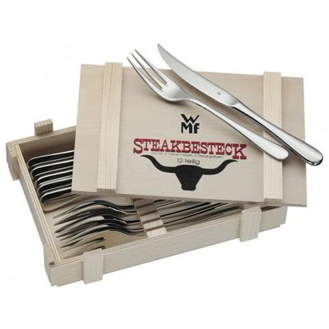Wmf 1280239990 Set Di Posate 12 Pz Acciaio Inox (wmf Steakbesteck 12-teilig In Holzkist) - Foto 4